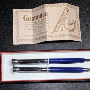 Vintage Garland Pen & Pencil Set Bubble Top Bonvini Dental Technology Blue NEW
